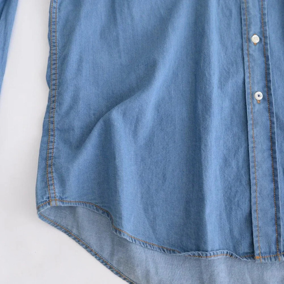 Izod Jeans Button Up Western Blue Denim Shirt XL - Picture 7 of 10